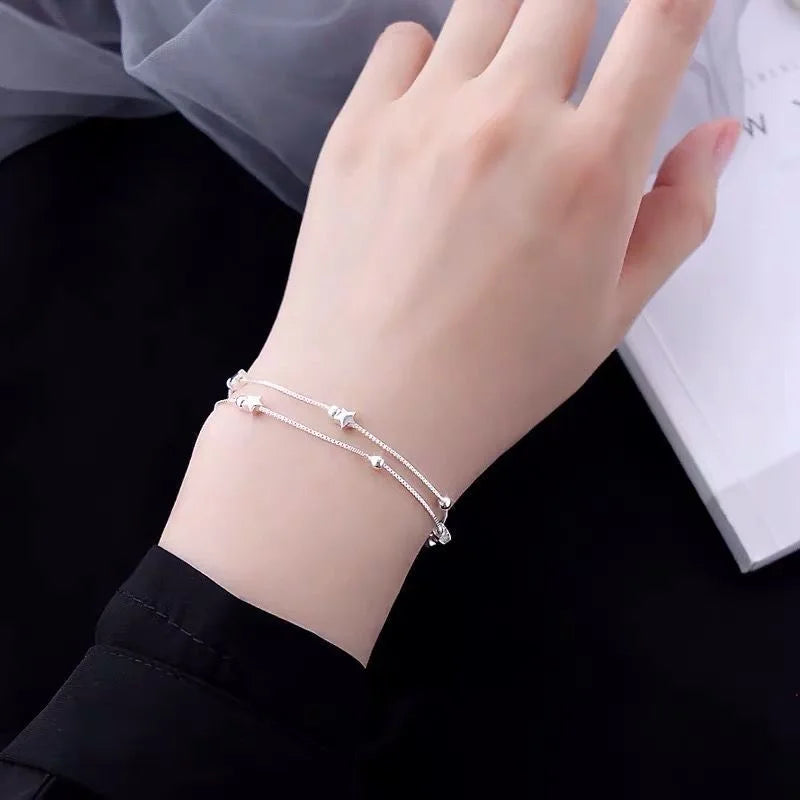 Bracelete de Estilo Coreano para Mulheres Prata 925