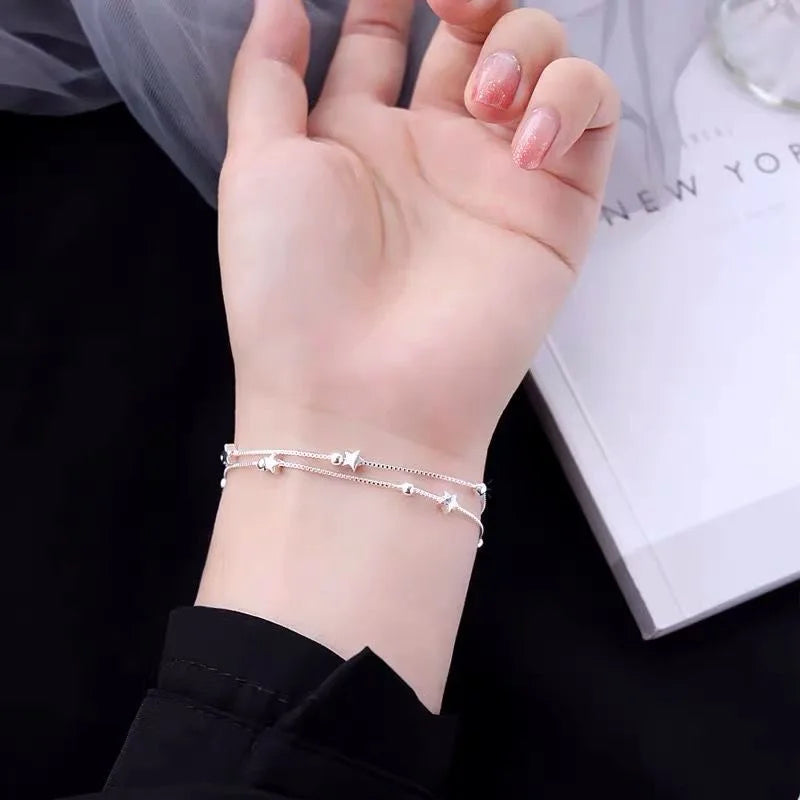 Bracelete de Estilo Coreano para Mulheres Prata 925