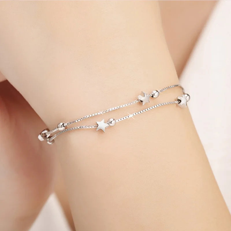 Bracelete de Estilo Coreano para Mulheres Prata 925